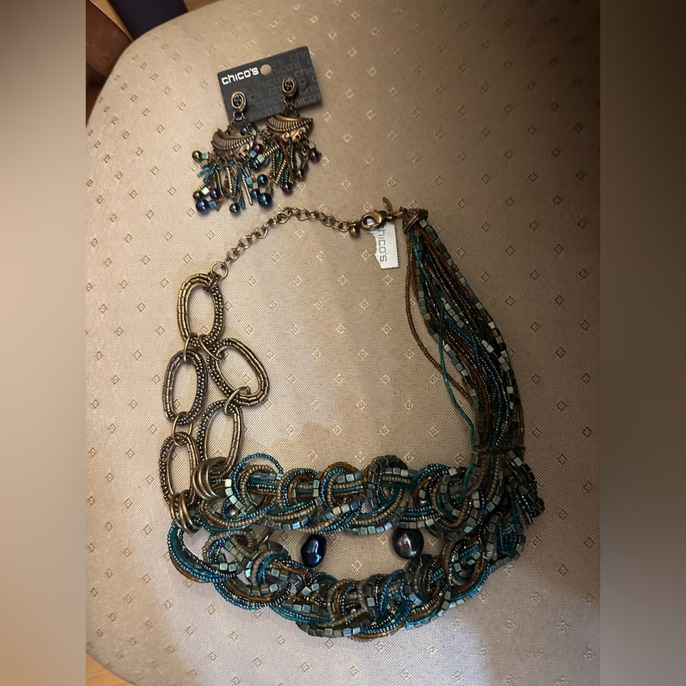 Chico’s necklace and earring set NEW